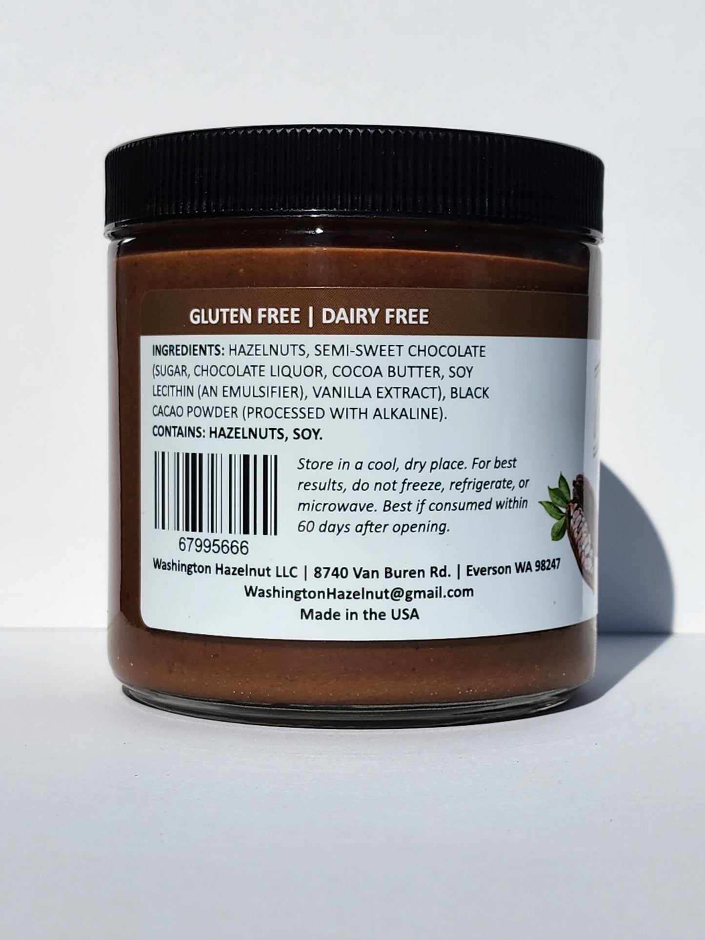 Dark Chocolate Hazelnut Spread ingredients and storage