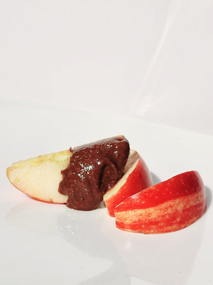 Dark Chocolate Hazelnut Spread on apple slices