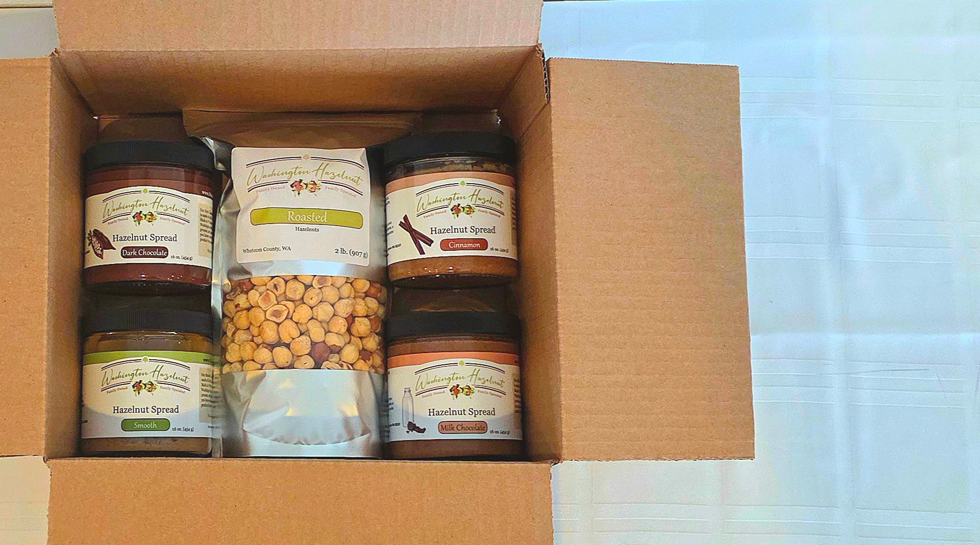 Subscription Box containing Hazelnut Spreads and Roasted Hazelnuts